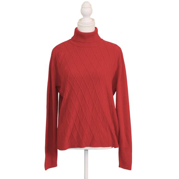 Jennifer Moore Women's Turtle Neck LS Med Weight Diamond Pattern Sweater sz M - Picture 1 of 10